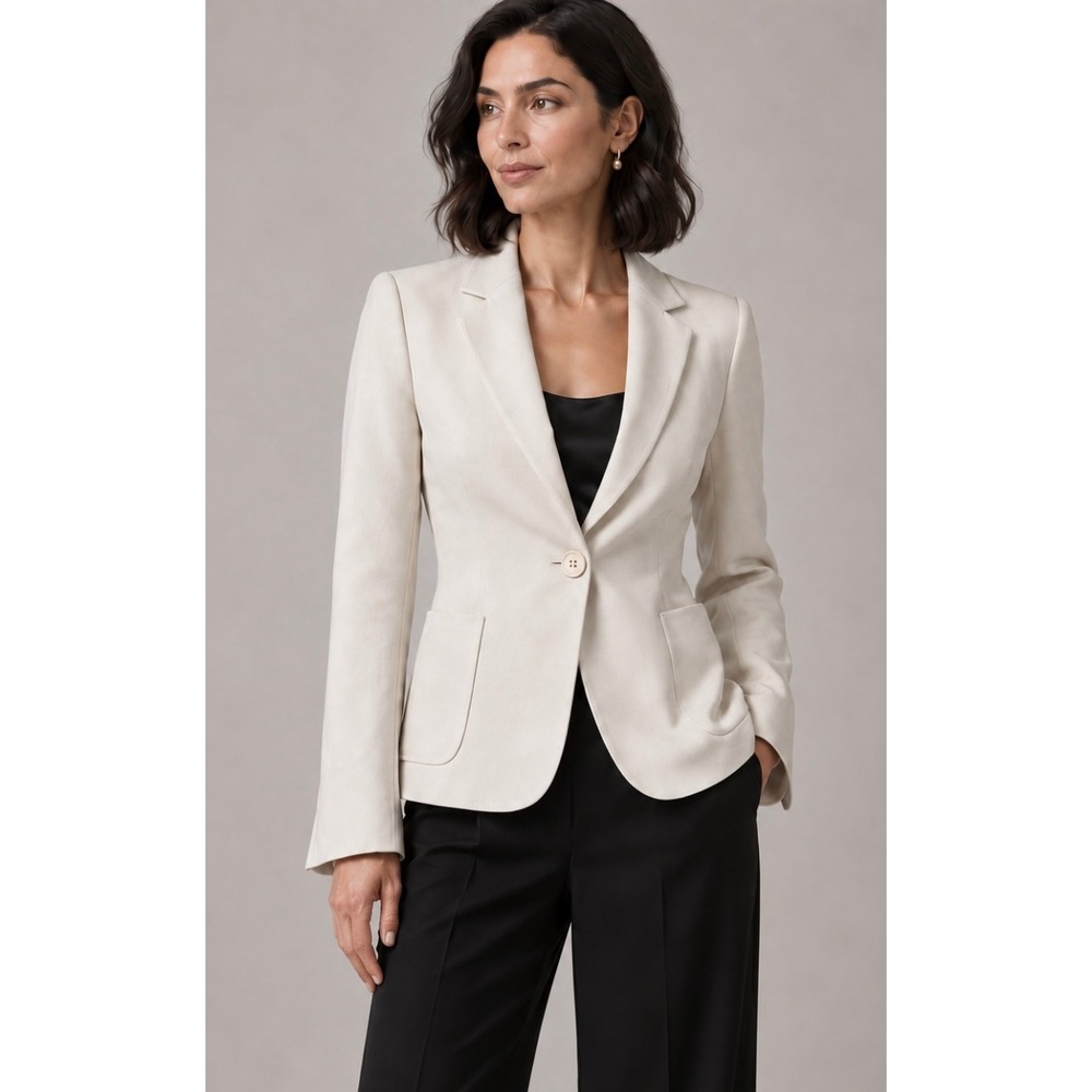 Emporio Armani White One Button Tailored Blazer IT 36 US 0 XXS